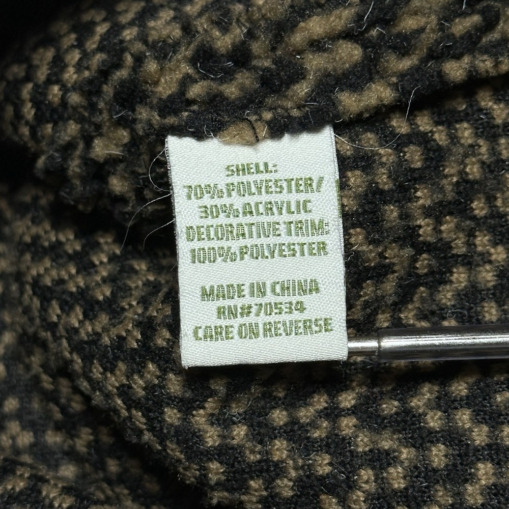 Orvis Deep Pile Toggle Cardigan Womens Large Teddy Textured Chevron Pattern - Picture 4 of 11